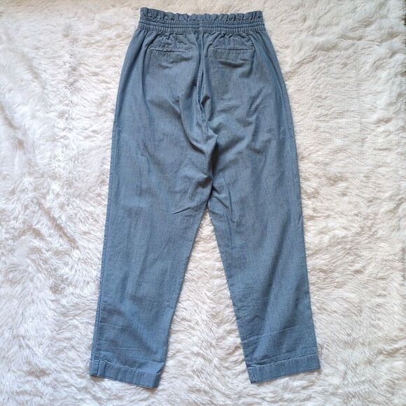 LRL Ralph Lauren Womens 6 Wide Leg Pant Chambray Blue Paperbag Drawstring Pocket - Picture 9 of 13